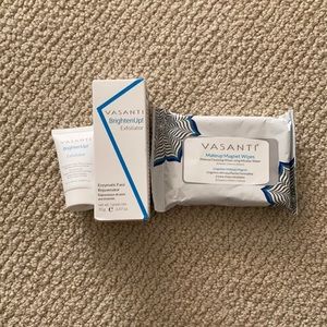 Vasanti Brighten Up! Exfoliator and Magnetic Makeup Removing Wipes Bundle NIB